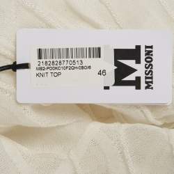 Pre Owned M Missoni White Patterned Knit Round Neck Top L