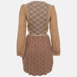 Pre Owned M Missoni Brown Patterned Knit Mini Dress M