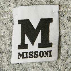Pre Owned M Missoni Grey Lurex Knit Cross Back Detailed Maxi Dress L