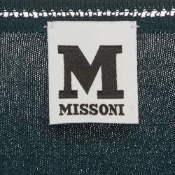 Pre Owned M Missoni Teal Blue Stretch Knit Crewneck Sweatshirt L