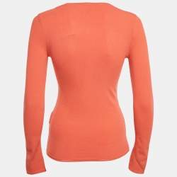 Pre Owned M Missoni Orange Stretch Knit Crewneck Sweatshirt S