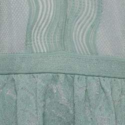 Pre Owned M Missoni Blue Patterned Lurex Knit Short Dress L 