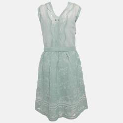 Pre Owned M Missoni Blue Patterned Lurex Knit Short Dress L 