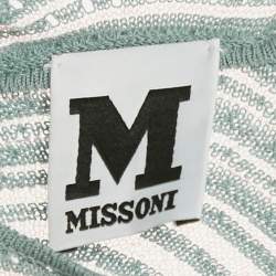 Pre Owned M Missoni Blue Patterned Lurex Knit Short Dress L 