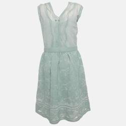 Pre Owned M Missoni Blue Patterned Lurex Knit Short Dress L 