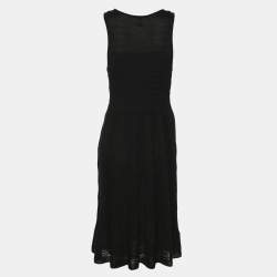 Pre Owned M Missoni Black Rib Knit Midi Dress L