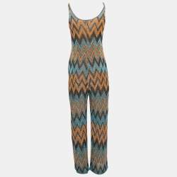 Pre Owned M Missoni Multicolor Zig Zag Lure Knit Sleeveless Jumpsuit S 