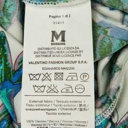Pre Owned M Missoni White Floral Printed Long Sleeve Midi Dress L