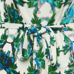 Pre Owned M Missoni White Floral Printed Long Sleeve Midi Dress L