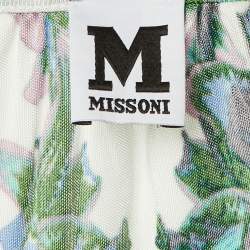 Pre Owned M Missoni White Floral Printed Long Sleeve Midi Dress L