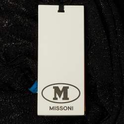 Pre Owned M Missoni Black Lurex Knit Wrap Around Maxi Dress L