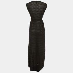 Pre Owned M Missoni Black Lurex Knit Wrap Around Maxi Dress L
