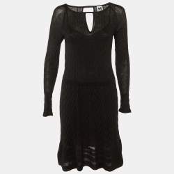 Pre Owned M Missoni Black Knit Midi Dress M