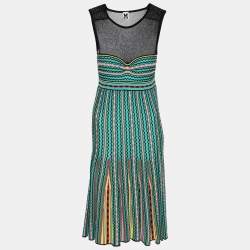 Pre Owned M Missoni Multicolor Stretch Knit Sleeveless Midi Dresses S