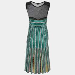 Pre Owned M Missoni Multicolor Stretch Knit Sleeveless Midi Dresses S