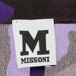 Pre Owned M Missoni Purple Butterfly Print Silk Knee Length Dress L