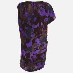 Pre Owned M Missoni Purple Butterfly Print Silk Knee Length Dress L