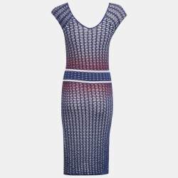 Pre Owned M Missoni Blue Ombre Textured Knit Midi Dress S