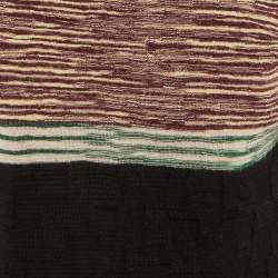 Pre Owned M Missoni Black Striped Merino Wool Knit Long Sleeve Top M