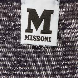 Pre Owned M Missoni Purple Zig Zag Fleece Wool Knit Mini Dress M