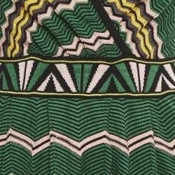 Pre Owned M Missoni Green Zig Zag Pattered Knit Mini Dress M
