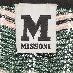 Pre Owned M Missoni Green Zig Zag Pattered Knit Mini Dress M