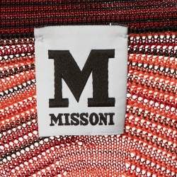Pre Owned M Missoni Red/Black Pattered Knit Short Dress L