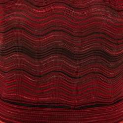 Pre Owned M Missoni Red/Black Pattered Knit Short Dress L