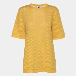 Pre Owned M Missoni Yellow Lurex Knit Top M