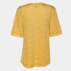 Pre Owned M Missoni Yellow Lurex Knit Top M