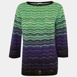 Pre Owned M Missoni Multicolor Pattered Knit Full Sleeves Top M