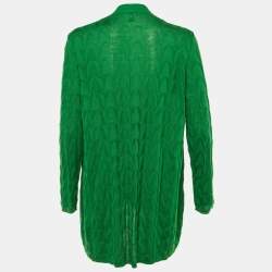 Pre Owned M Missoni Green Knit Open Front Cardigan L