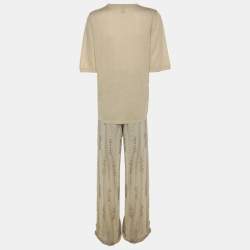 مملوكة مسبقًا M Missoni Gold Lurex Knit Tops and Pants Set L