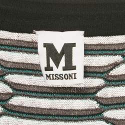 Pre Owned M Missoni Blue/Grey Textured Knit V-Neck Mini Dress M