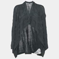 Pre Owned سترة مفتوحة محبوكة من صوف إيم ميزوني بنمط أسود مقاس صغير - سمول