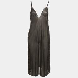 Pre Owned M Missoni Black/Blue Patterned Knit Plunge Neck Midi Dress S