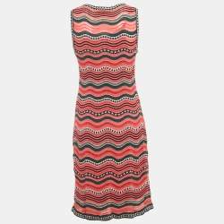 Pre Owned M Missoni Multicolour Striped Stretch Knit Mini Dress M