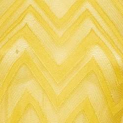 مملوكة مسبقًا M Missoni Yellow Chevron Knit Sheer Top L