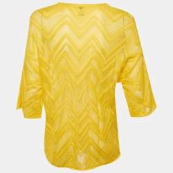 مملوكة مسبقًا M Missoni Yellow Chevron Knit Sheer Top L