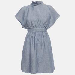 Pre Owned M Missoni Blue Chambray Denim Ruffle Mini Dress XS