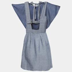 Pre Owned M Missoni Blue Chambray Denim Ruffle Mini Dress XS