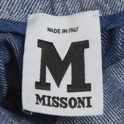 Pre Owned M Missoni Blue Chambray Denim Ruffle Mini Dress XS