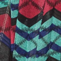 Pre Owned M Missoni Multicolor Chevron Knit Open Front Cardigan L