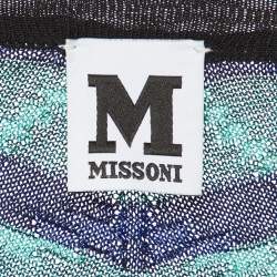 Pre Owned M Missoni Multicolor Chevron Knit Open Front Cardigan L