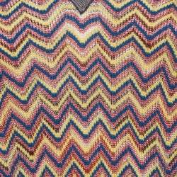 Pre Owned M Missoni Multicolor Zig-Zag Lurex Knit V-Neck Sweatshirt L