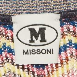 Pre Owned M Missoni Multicolor Zig-Zag Lurex Knit V-Neck Sweatshirt L
