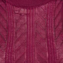 Pre Owned M Missoni Purple Crochet Knit Long Sleeve Mini Dress S