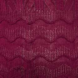 Pre Owned M Missoni Purple Crochet Knit Long Sleeve Mini Dress S