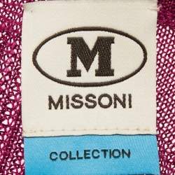 Pre Owned M Missoni Purple Crochet Knit Long Sleeve Mini Dress S