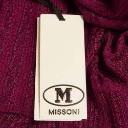 Pre Owned M Missoni Purple Crochet Knit Long Sleeve Mini Dress S